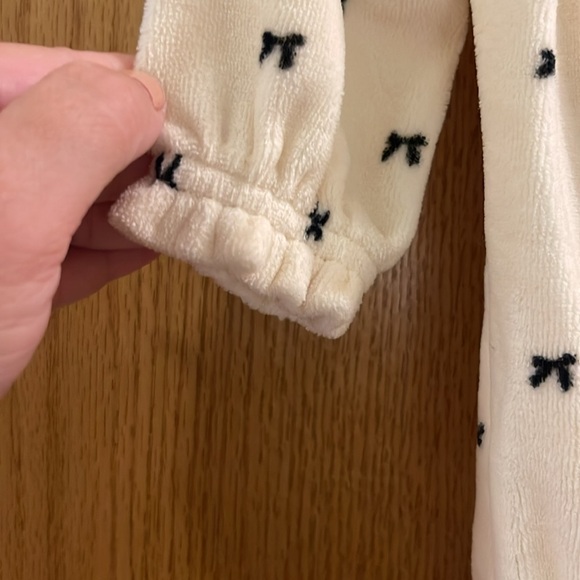 Baby Girls' Bow Printed Velour Romper - 6-9M - Picture 2 of 5